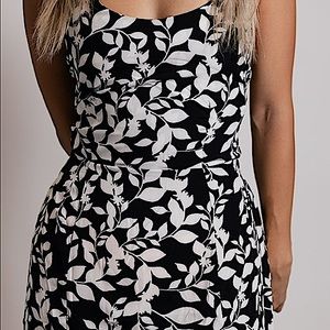 Black & white long slit dress